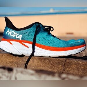 Hoka Athletic Shoes in Teal and Orange